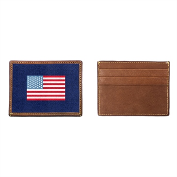 US Flag Needlepoint Card Wallet