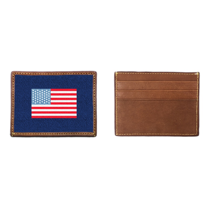 US Flag Needlepoint Card Wallet