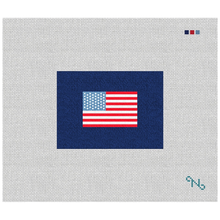 US Flag Needlepoint Card Wallet Kit Stitched Preview