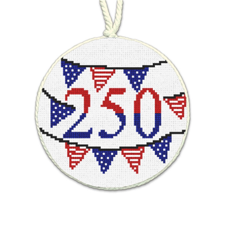 USA 250 Years Cheers Needlepoint Ornament