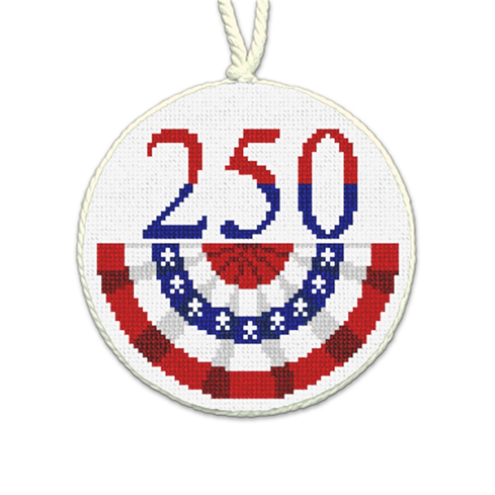 USA 250 Years Patriotic Needlepoint Ornament 