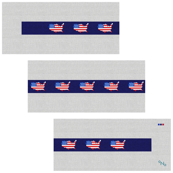 USA Flag Needlepoint Belt Kit Stitched Preview