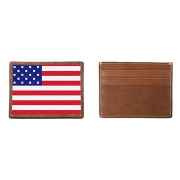 USA Flag Needlepoint Card Wallet