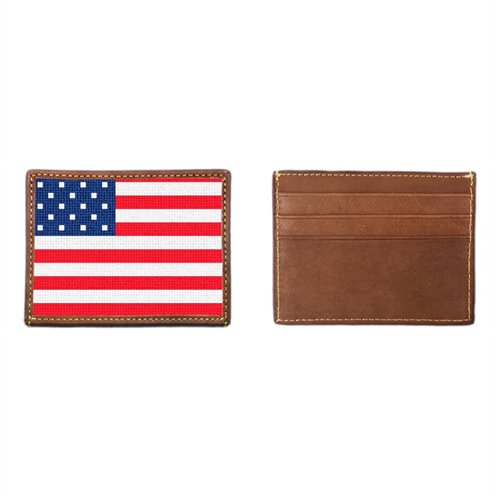USA Flag Needlepoint Card Wallet
