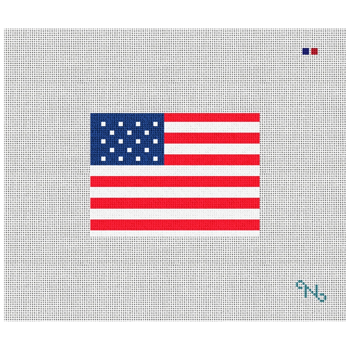 USA Flag Needlepoint Card Wallet Kit Stitched Preview