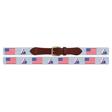 USA Flag Sailing Needlepoint Belt