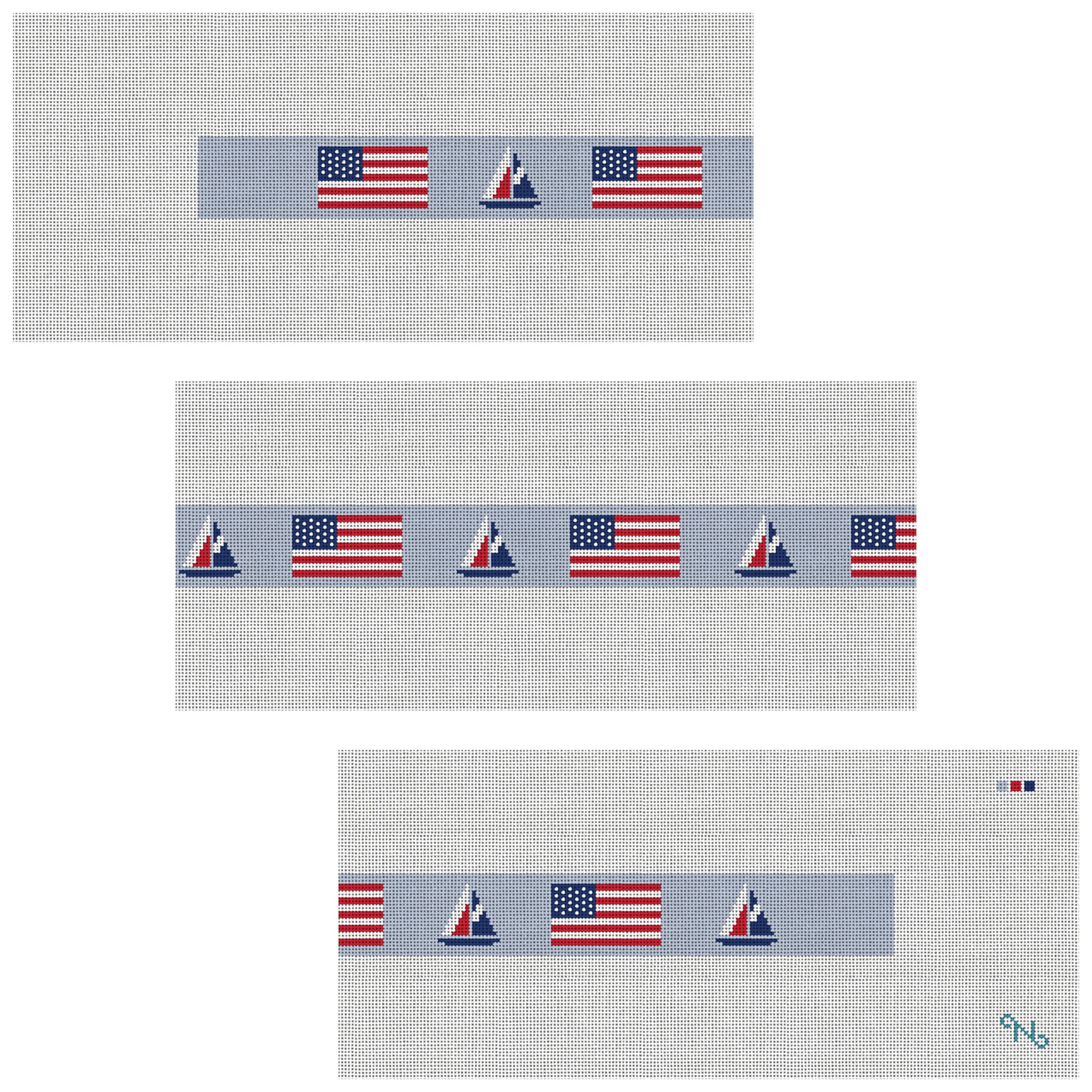 USA Flag Sailing Needlepoint Belt Kit