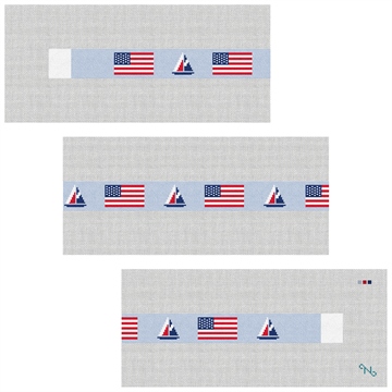 USA Flag Sailing Needlepoint Belt Kit Stitched Preview