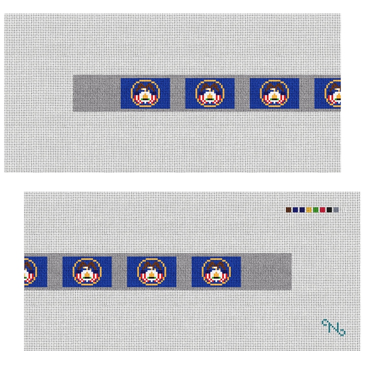 Utah Flag Needlepoint Dog Collar Kit Stitched Preview