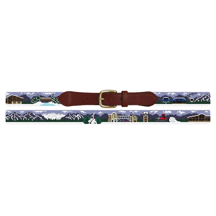 Vail Colorado Skiing Needlepoint Belt