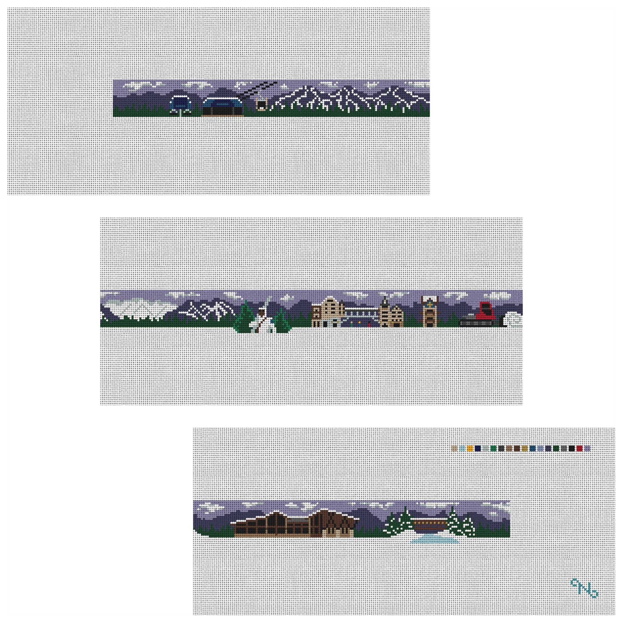 Vail Colorado Skiing Needlepoint Belt Kit