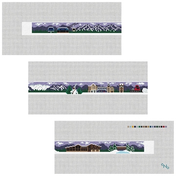 Vail Colorado Skiing Needlepoint Belt Kit Stitched Preview