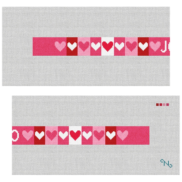 Valentine Needlepoint Dog Collar Kit Stitched Preview