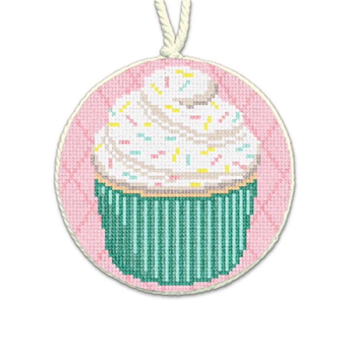 Vanilla Cupcake Needlepoint Ornament 