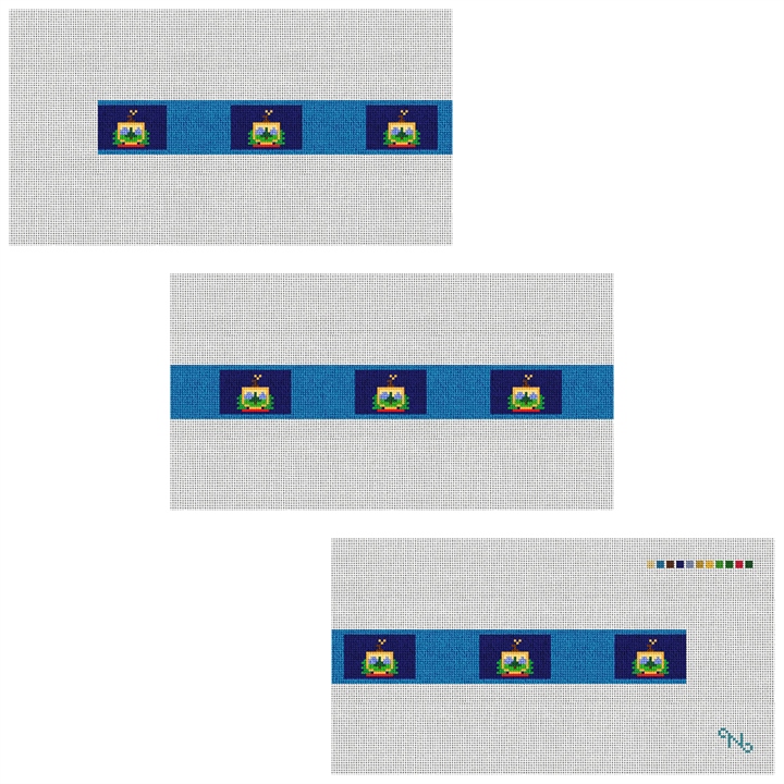Vermont Flag Needlepoint Belt Kit Stitched Preview