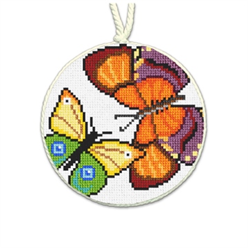Vibrant Butterflies Needlepoint Ornament