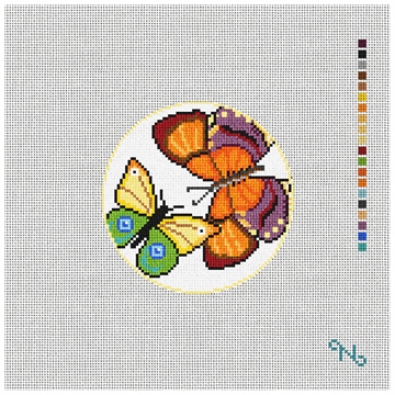 Vibrant Butterflies Needlepoint Ornament Kit Stitched Preview