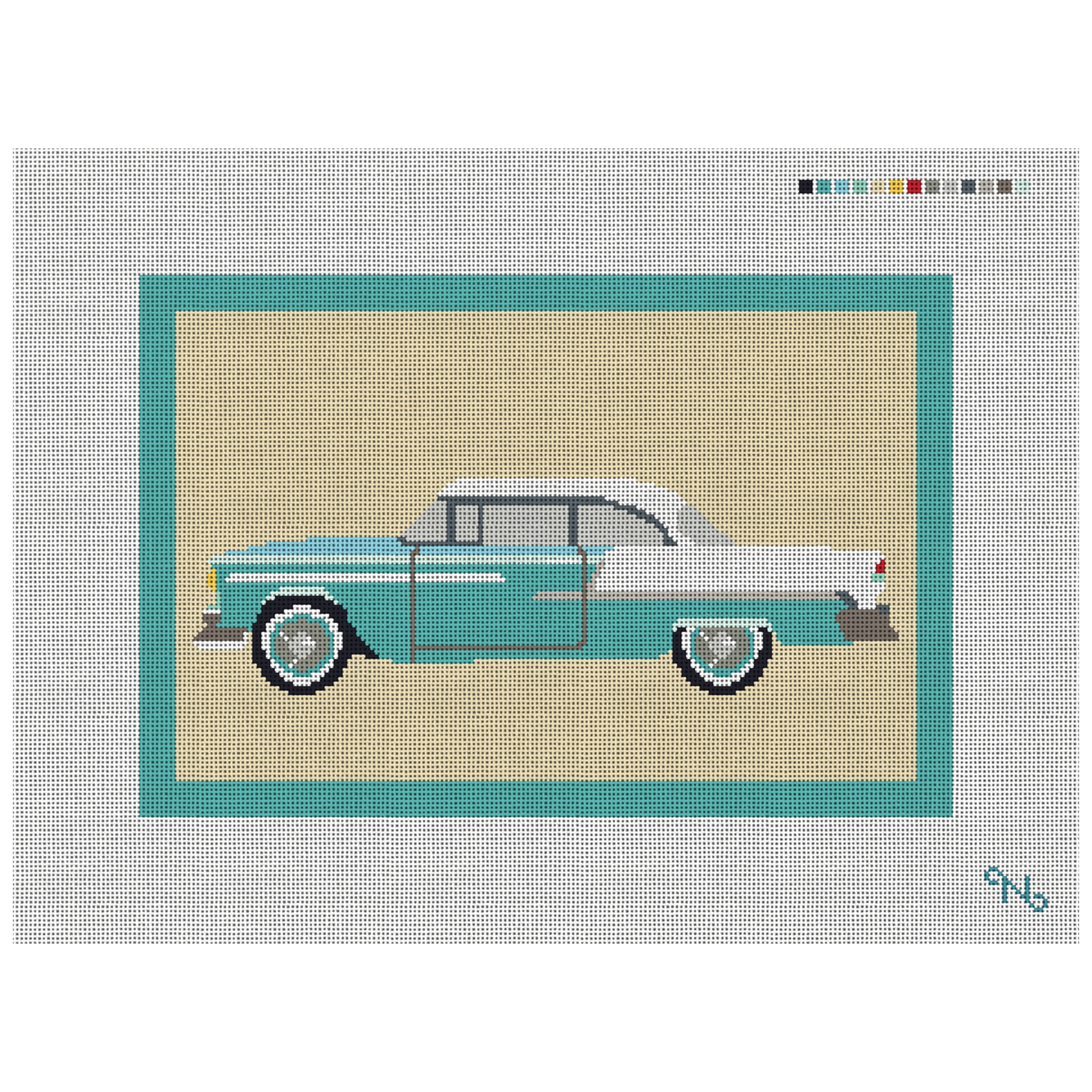 Vintage Car Retro Needlepoint Pillow Kit