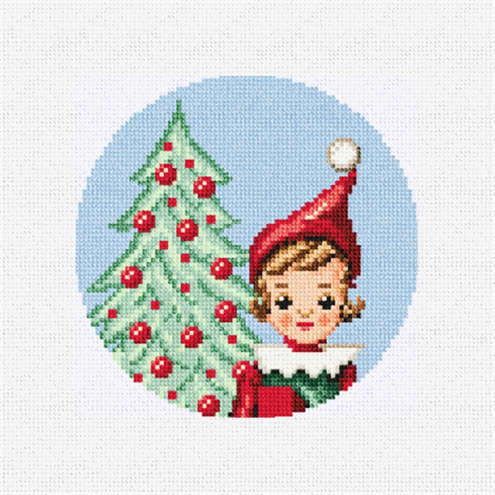 Vintage Pixie Elf Needlepoint Ornament Kit