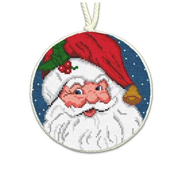 Vintage Santa Needlepoint Ornament