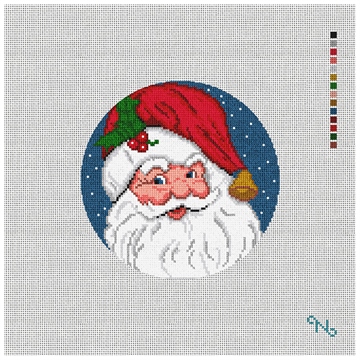 Vintage Santa Needlepoint Ornament Kit Stitched Preview