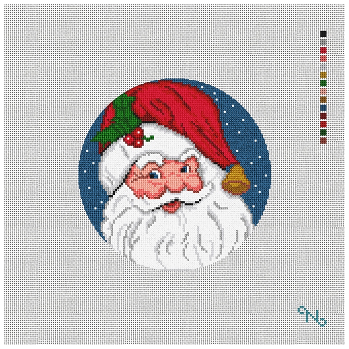 Vintage Santa Needlepoint Ornament Kit Stitched Preview