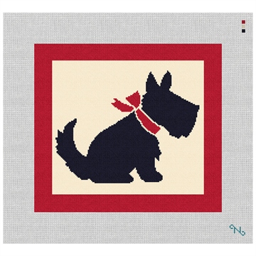 Vintage Scottish Terrier Needlepoint Kit Stitched Preview