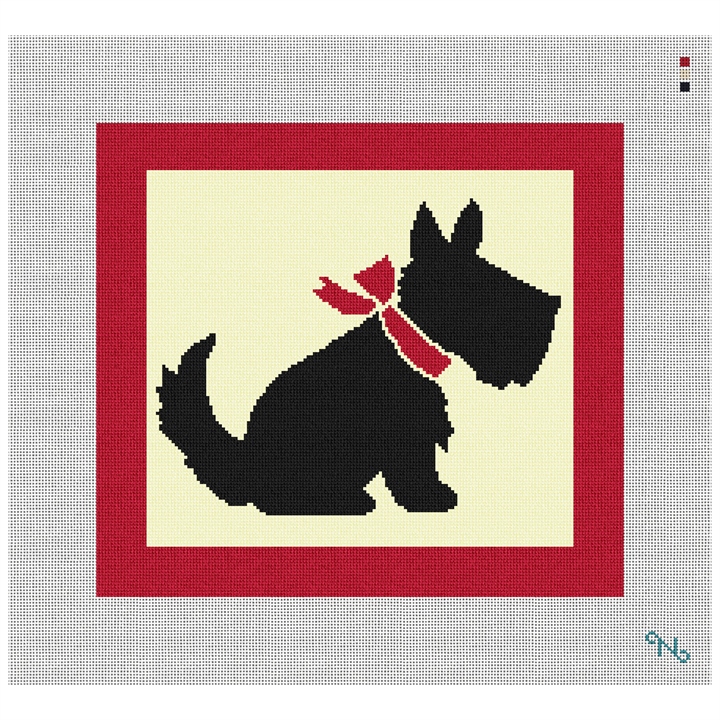 Vintage Scottish Terrier Needlepoint Kit Stitched Preview