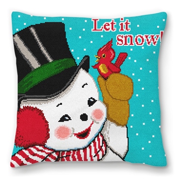 Vintage Snowman Needlepoint Pillow