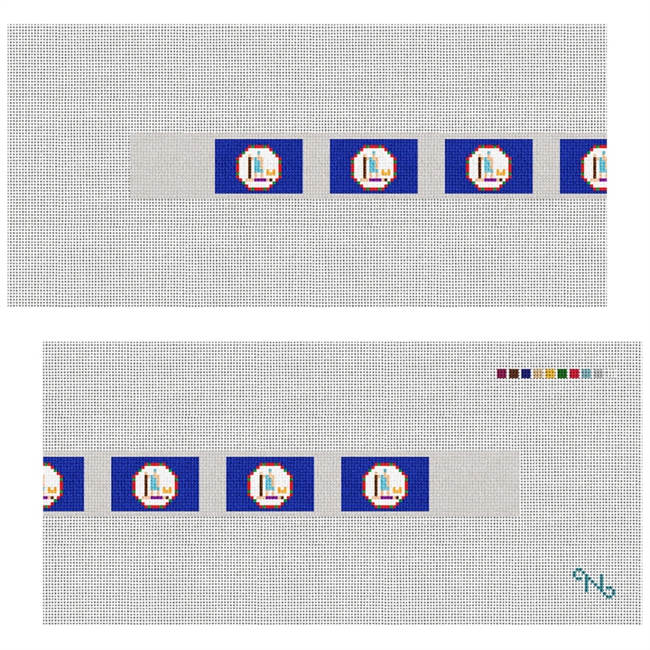 Virginia Flag Needlepoint Dog Collar Kit Stitched Preview