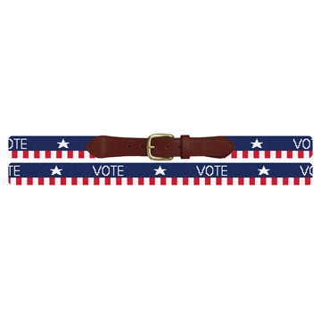 Vote Red White and Blue Needlepoint Belt