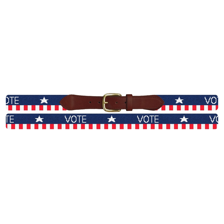 Vote Red White and Blue Needlepoint Belt