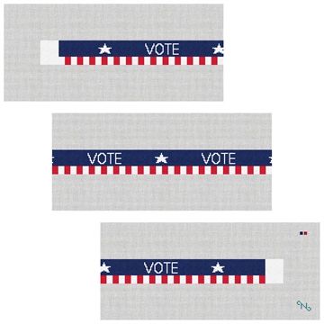 Vote Red White and Blue Needlepoint Belt Kit Stitched Preview