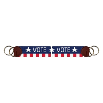 Vote Red White and Blue Needlepoint Key Fob