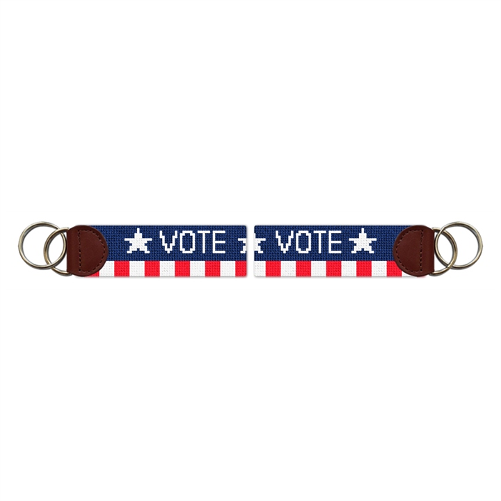 Vote Red White and Blue Needlepoint Key Fob