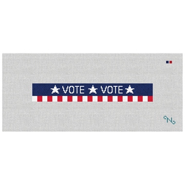 Vote Red White and Blue Needlepoint Key Fob Kit Stitched Preview
