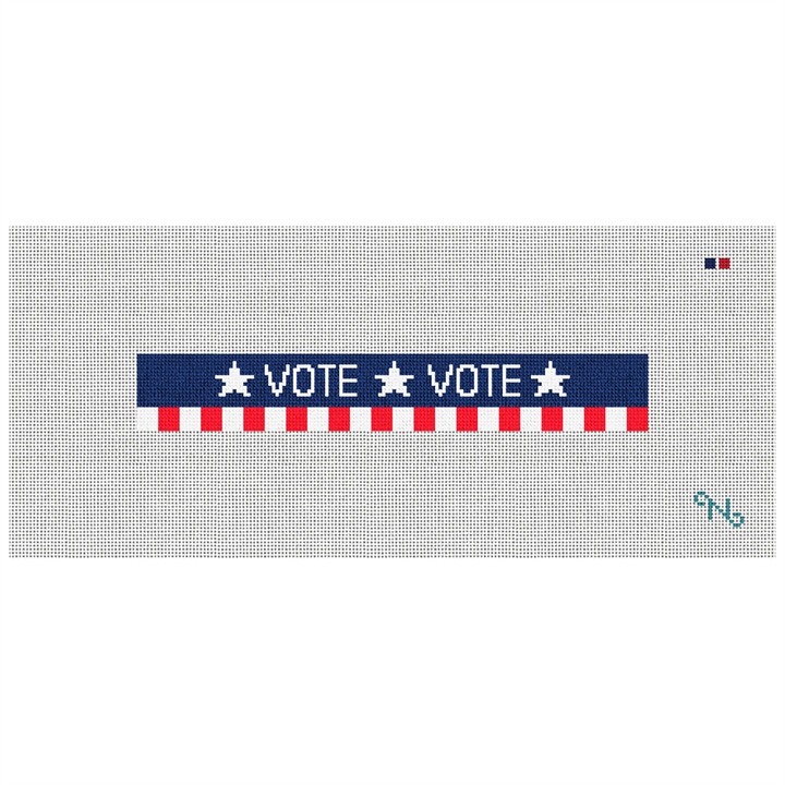 Vote Red White and Blue Needlepoint Key Fob Kit Stitched Preview