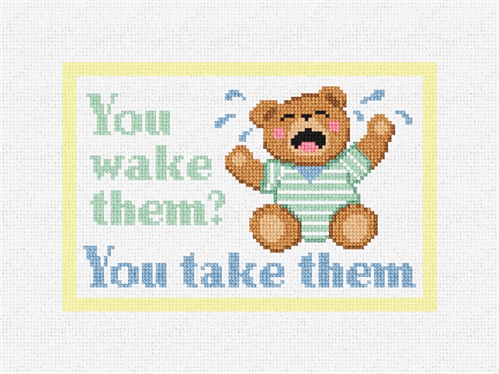Wake Them Take Them Needlepoint Door Hanger Kit