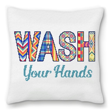 Wash Your Hands Needlepoint Pillow