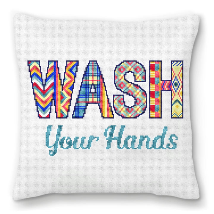 Wash Your Hands Needlepoint Pillow