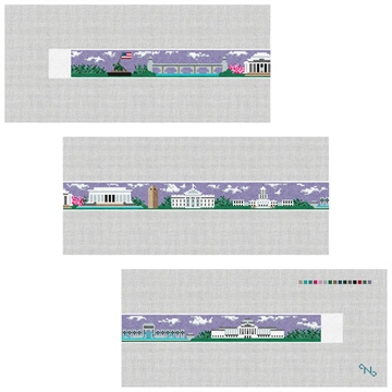 Washington DC Needlepoint Belt Kit Stitched Preview