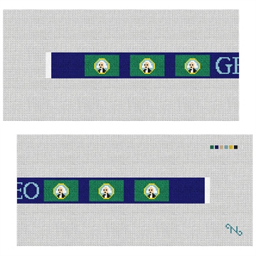 Washington Flag Needlepoint Dog Collar Kit Stitched Preview