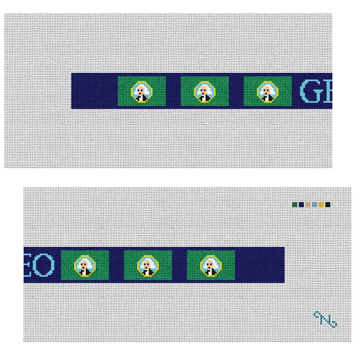 Washington Flag Needlepoint Dog Collar Kit Stitched Preview