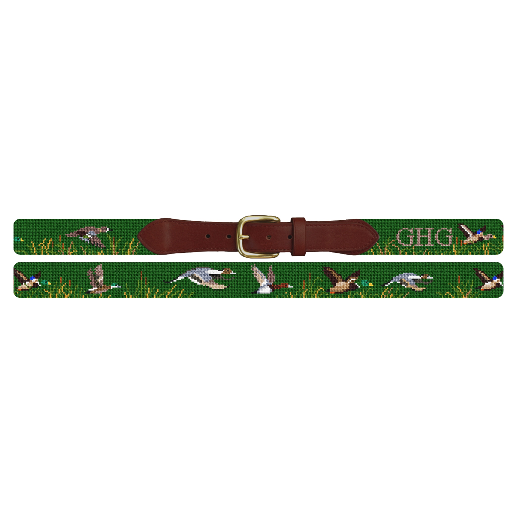 Waterfowl Hunting Needlepoint Belt