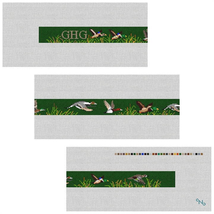 Waterfowl Hunting Needlepoint Belt Kit Stitched Preview