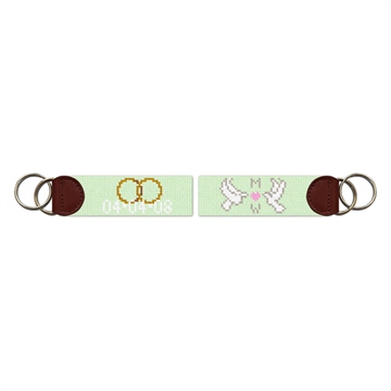 Wedding Doves Needlepoint Key Fob