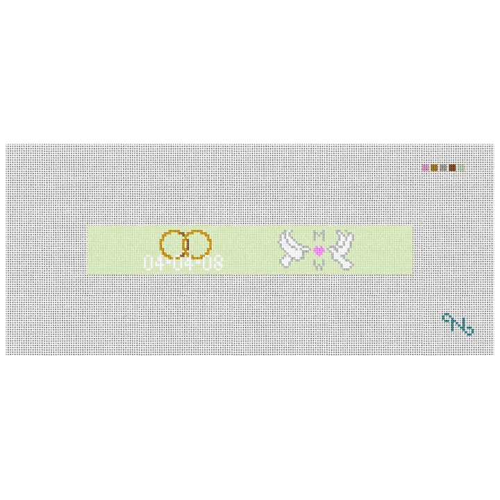 Wedding Doves Needlepoint Key Fob Kit Stitched Preview