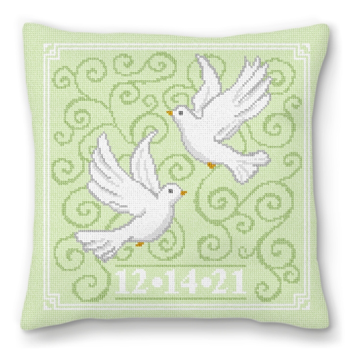 Wedding Doves Needlepoint Pillow