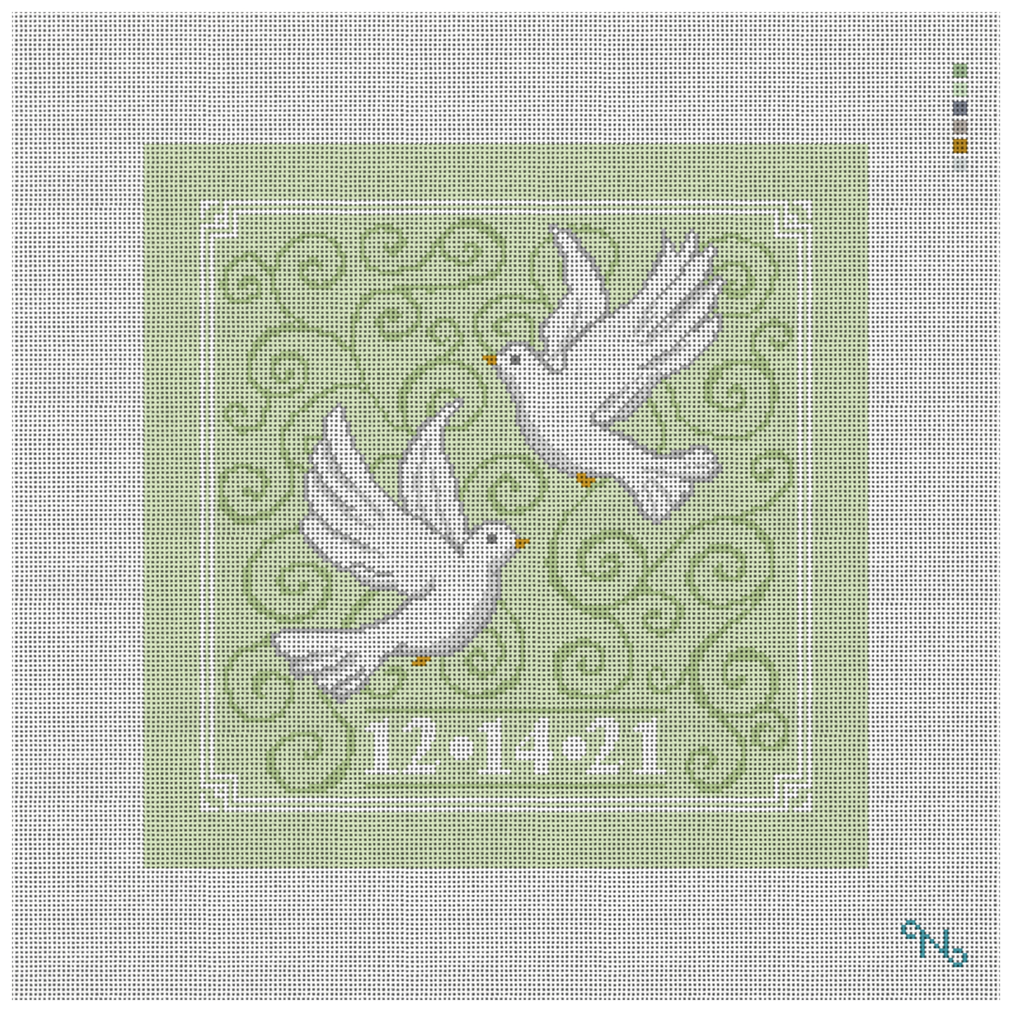 Wedding Doves Needlepoint Pillow Kit