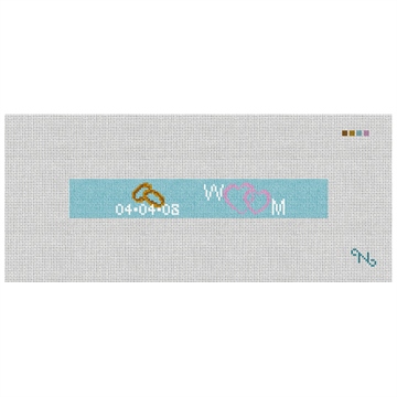 Wedding Hearts Needlepoint Key Fob Kit Stitched Preview